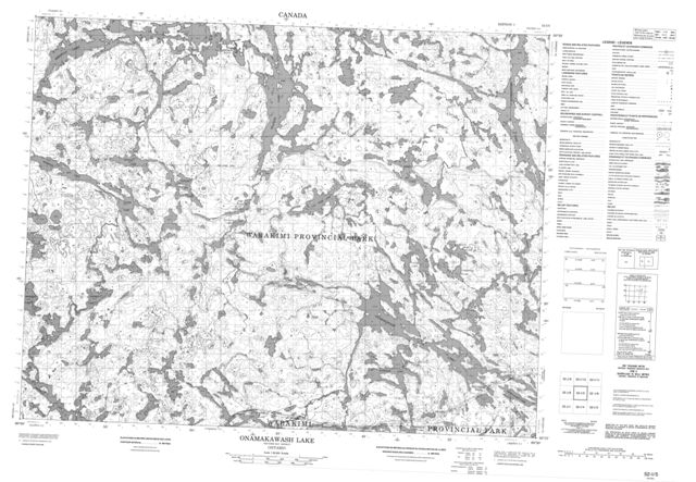 Onamakawash Lake Topographic Paper Map 052I05 at 1:50,000 scale