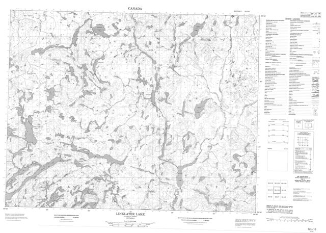 Linklater Lake Topographic Paper Map 052I10 at 1:50,000 scale