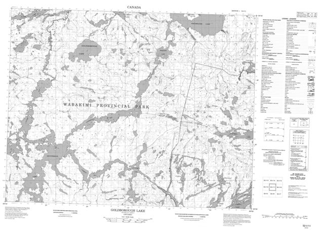 Goldsborough Lake Topographic Paper Map 052I11 at 1:50,000 scale