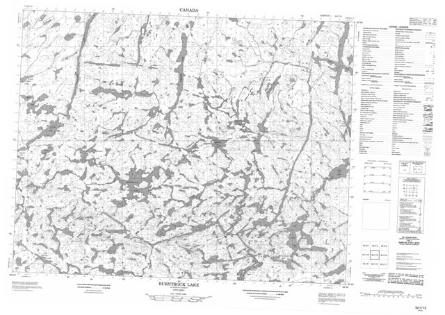 Burntrock Lake Topographic Paper Map 052I13 at 1:50,000 scale