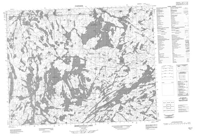 Seseganaga Lake Topographic Paper Map 052J01 at 1:50,000 scale
