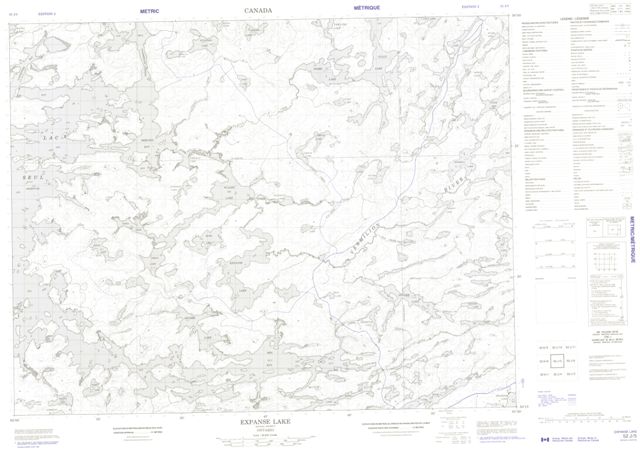 Expanse Lake Topographic Paper Map 052J05 at 1:50,000 scale