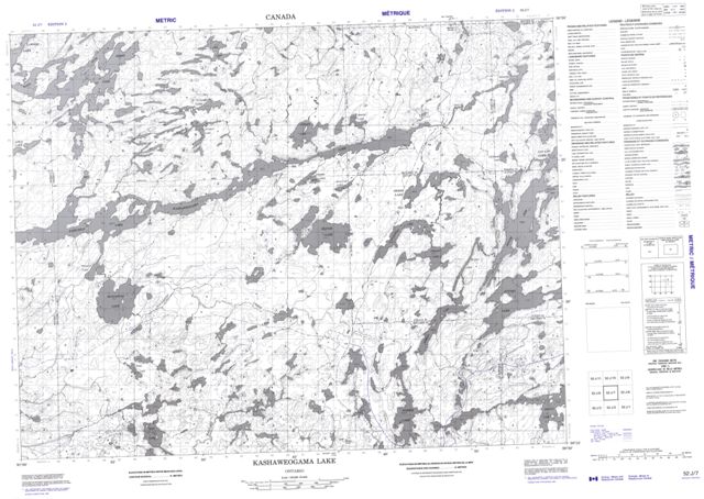 Kashaweogama Lake Topographic Paper Map 052J07 at 1:50,000 scale