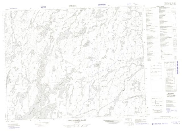 Neverfreeze Lake Topographic Paper Map 052J09 at 1:50,000 scale