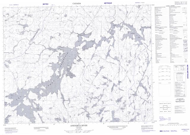 Anenimus River Topographic Paper Map 052J12 at 1:50,000 scale