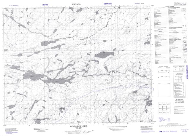 Otatakan Lake Topographic Paper Map 052J13 at 1:50,000 scale