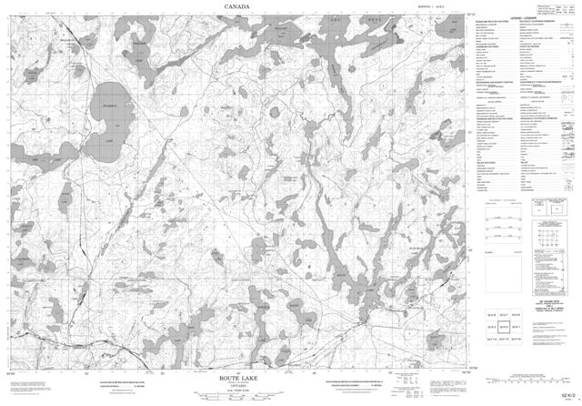 Route Lake Topographic Paper Map 052K02 at 1:50,000 scale