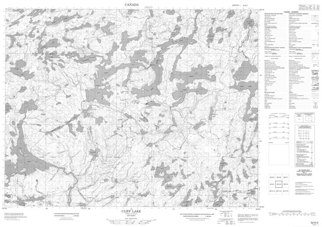 Cliff Lake Topographic Paper Map 052K03 at 1:50,000 scale