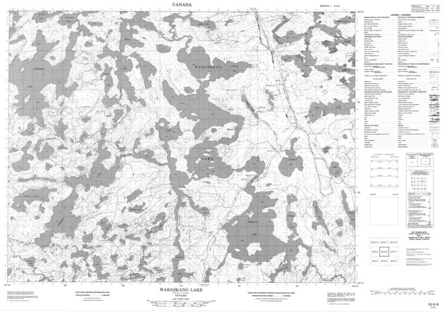 Wabaskang Lake Topographic Paper Map 052K06 at 1:50,000 scale