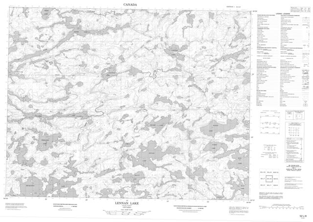 Lennan Lake Topographic Paper Map 052L08 at 1:50,000 scale