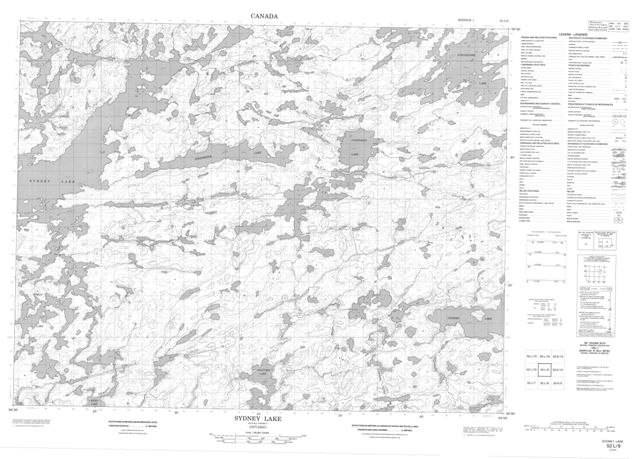 Sydney Lake Topographic Paper Map 052L09 at 1:50,000 scale