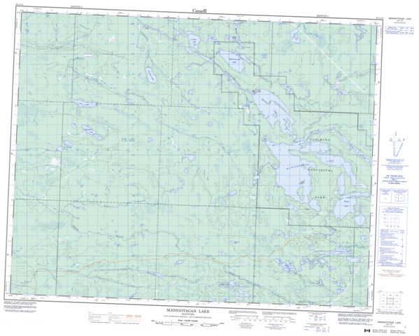Manigotagan Lake Topographic Paper Map 052L13 at 1:50,000 scale