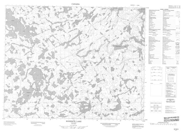 Roderick Lake Topographic Paper Map 052M09 at 1:50,000 scale