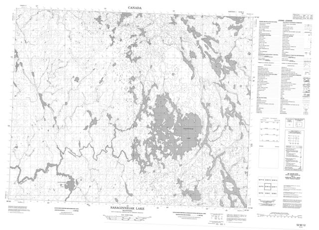Sasaginnigak Lake Topographic Paper Map 052M12 at 1:50,000 scale