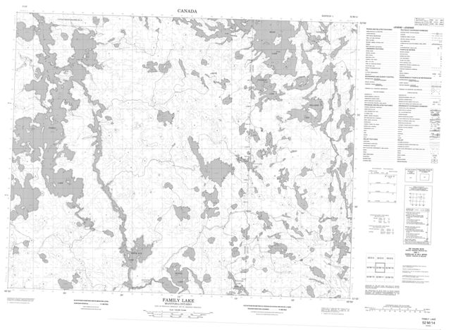 Family Lake Topographic Paper Map 052M14 at 1:50,000 scale