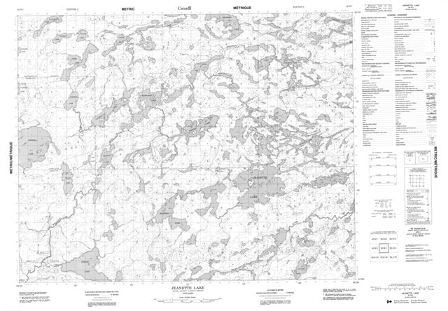 Jeanette Lake Topographic Paper Map 052N01 at 1:50,000 scale