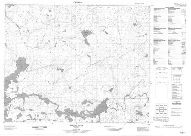 Berens Lake Topographic Paper Map 052N13 at 1:50,000 scale