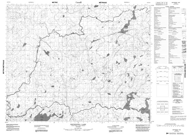 Nechigona Lake Topographic Paper Map 052N14 at 1:50,000 scale