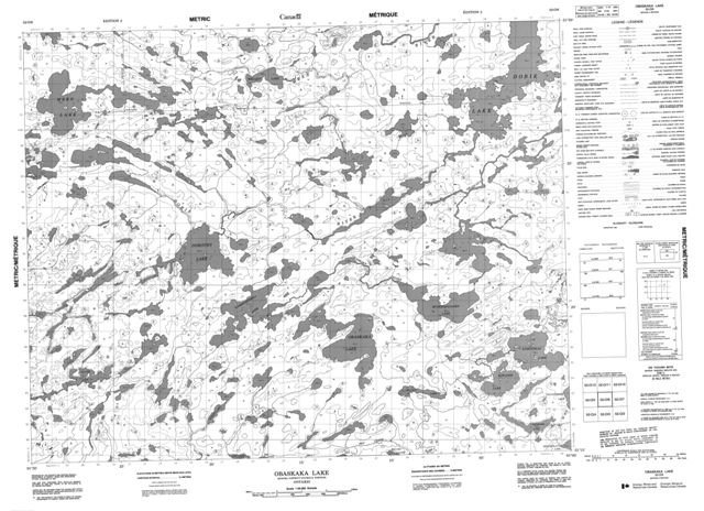 Obaskaka Lake Topographic Paper Map 052O06 at 1:50,000 scale
