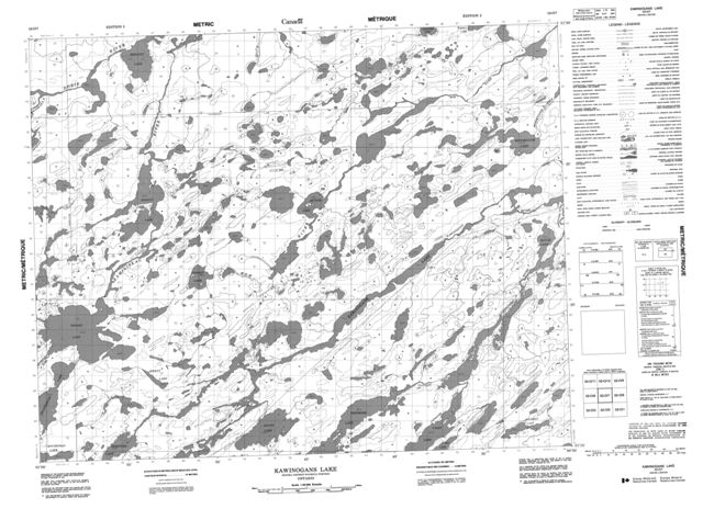 Kawinogans Lake Topographic Paper Map 052O07 at 1:50,000 scale