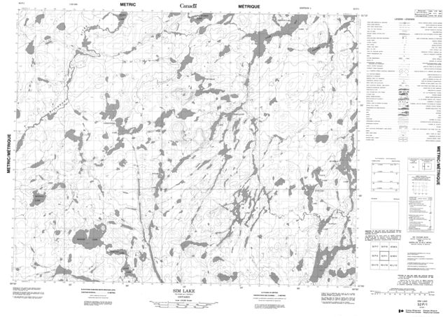 Sim Lake Topographic Paper Map 052P01 at 1:50,000 scale