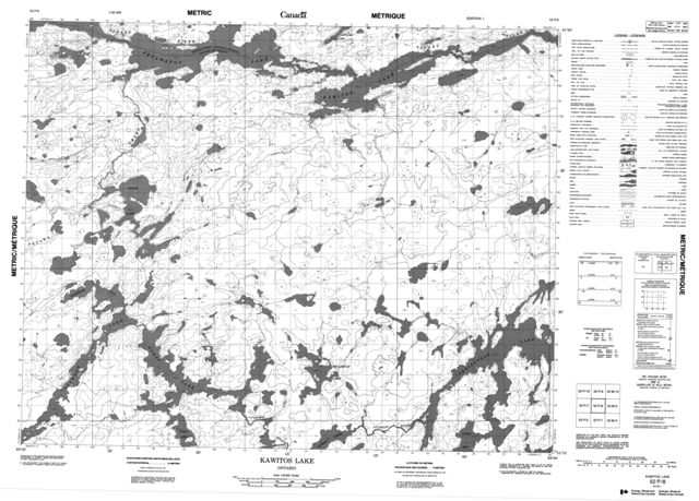 Kawitos Lake Topographic Paper Map 052P08 at 1:50,000 scale