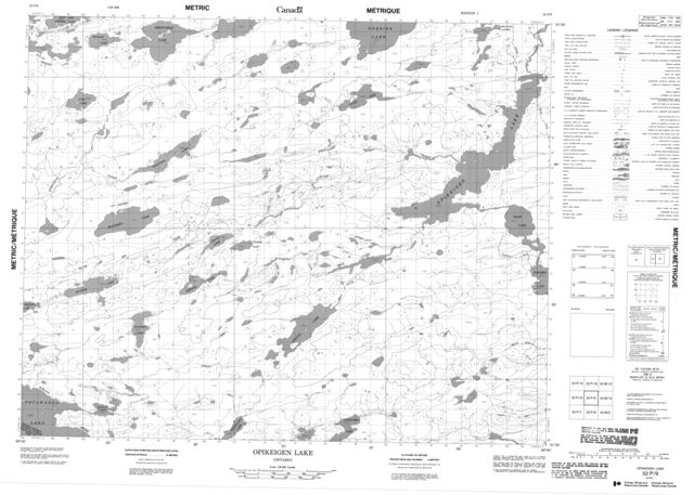 Opikeigen Lake Topographic Paper Map 052P09 at 1:50,000 scale