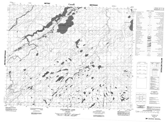 Collishaw Lake Topographic Paper Map 052P12 at 1:50,000 scale