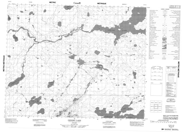 Ozhiski Lake Topographic Paper Map 052P15 at 1:50,000 scale