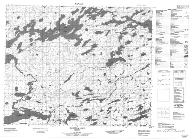 Kabania Lake Topographic Paper Map 053A01 at 1:50,000 scale