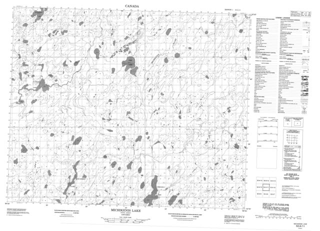 Michikenis Lake Topographic Paper Map 053A11 at 1:50,000 scale