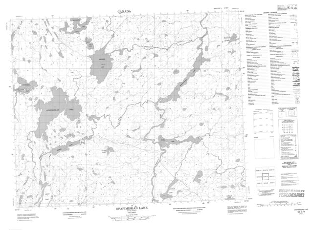 Opapimiskan Lake Topographic Paper Map 053B09 at 1:50,000 scale