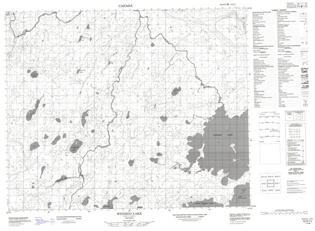 Windigo Lake Topographic Paper Map 053B12 at 1:50,000 scale