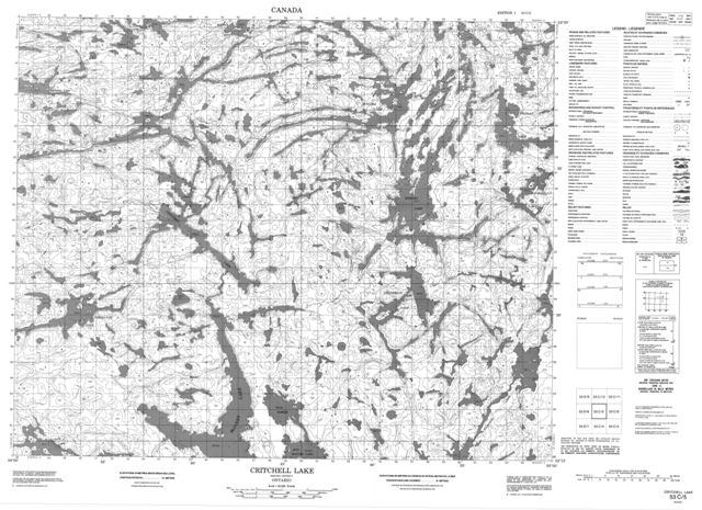 Critchell Lake Topographic Paper Map 053C05 at 1:50,000 scale