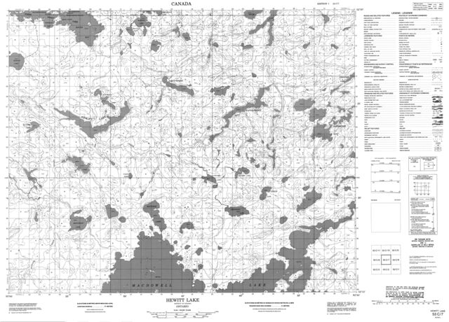Hewitt Lake Topographic Paper Map 053C07 at 1:50,000 scale