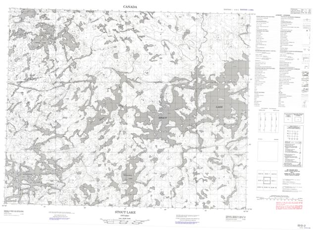 Stout Lake Topographic Paper Map 053D02 at 1:50,000 scale