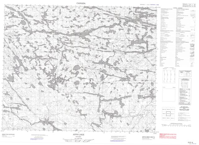 Apps Lake Topographic Paper Map 053D08 at 1:50,000 scale