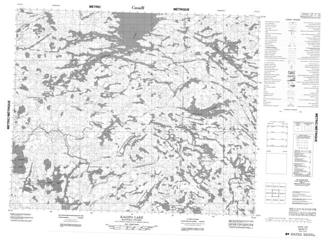 Kagipo Lake Topographic Paper Map 053D11 at 1:50,000 scale