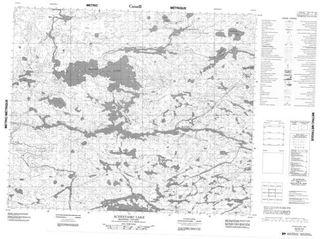 Acheetamo Lake Topographic Paper Map 053D14 at 1:50,000 scale