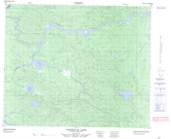 Varveclay Lake Topographic Paper Map 053E01 at 1:50,000 scale