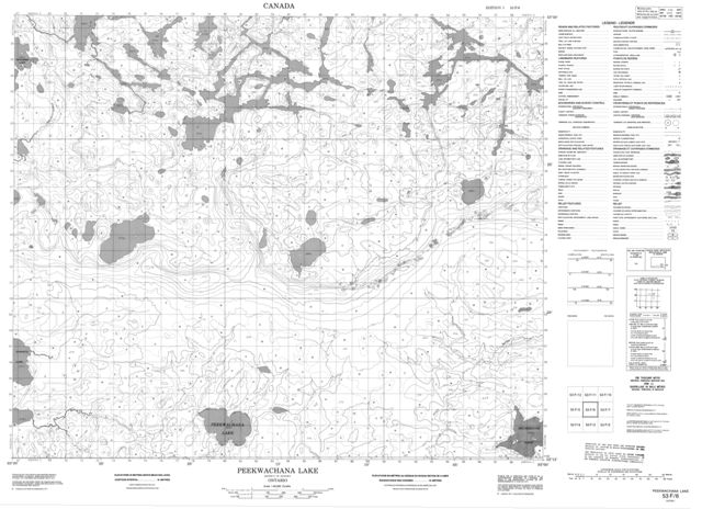 Peekwachana Lake Topographic Paper Map 053F06 at 1:50,000 scale