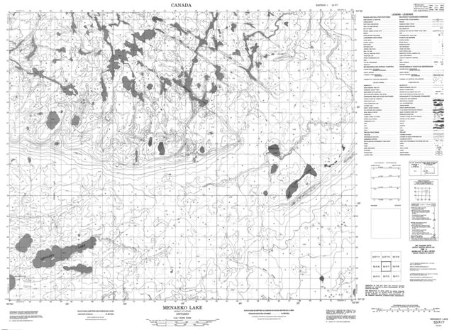 Menaeko Lake Topographic Paper Map 053F07 at 1:50,000 scale