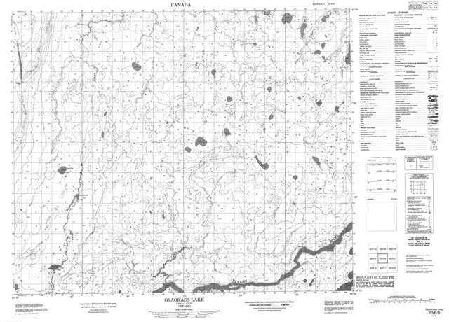 Osaokass Lake Topographic Paper Map 053F08 at 1:50,000 scale