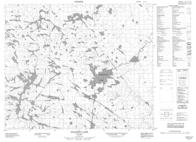 Pasateko Lake Topographic Paper Map 053F10 at 1:50,000 scale