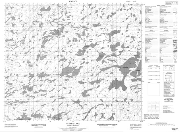 Seeber Lake Topographic Paper Map 053F14 at 1:50,000 scale