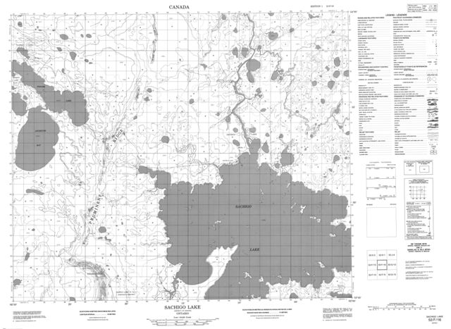 Sachigo Lake Topographic Paper Map 053F16 at 1:50,000 scale