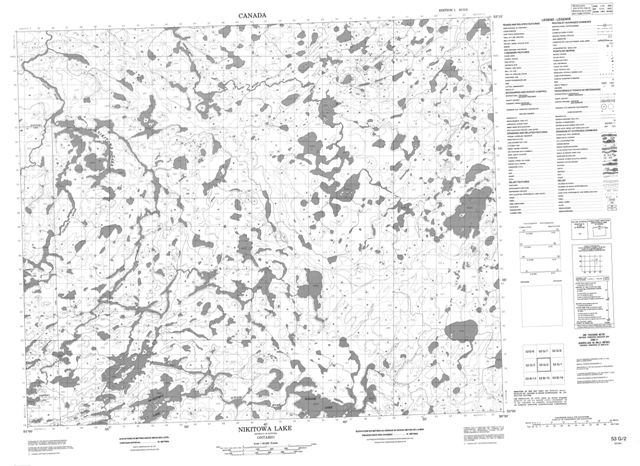 Nikitowa Lake Topographic Paper Map 053G02 at 1:50,000 scale