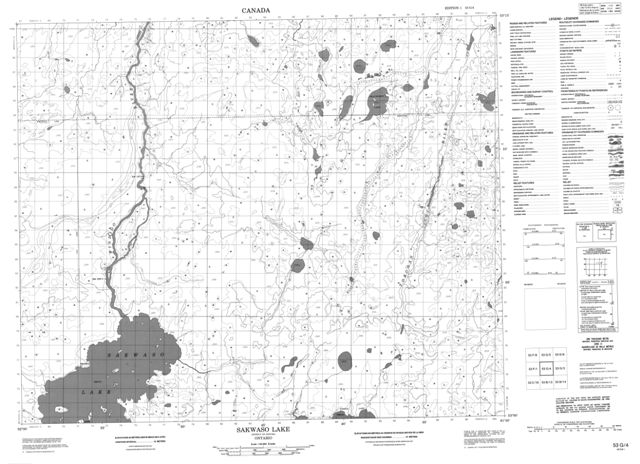 Sakwaso Lake Topographic Paper Map 053G04 at 1:50,000 scale