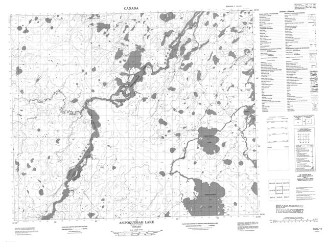 Asipoquobah Lake Topographic Paper Map 053G11 at 1:50,000 scale