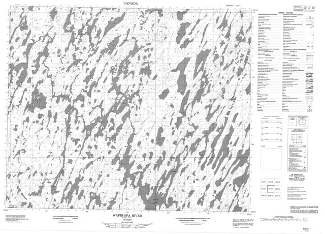 Wapikopa River Topographic Paper Map 053H01 at 1:50,000 scale
